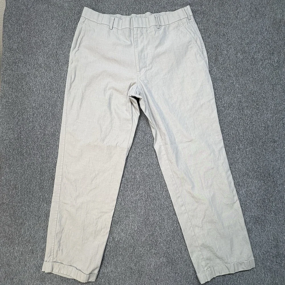 Brooks Brothers 1818 Fitzgerald Linen Blend Pants Mens‎ 35X27 Tessuti di Sondrio